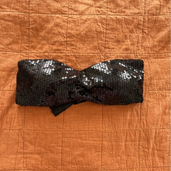 NWOT Black Sequin Bandeau Bra - Picture 1 of 8